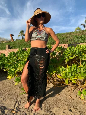 Black Open Weave Sarong