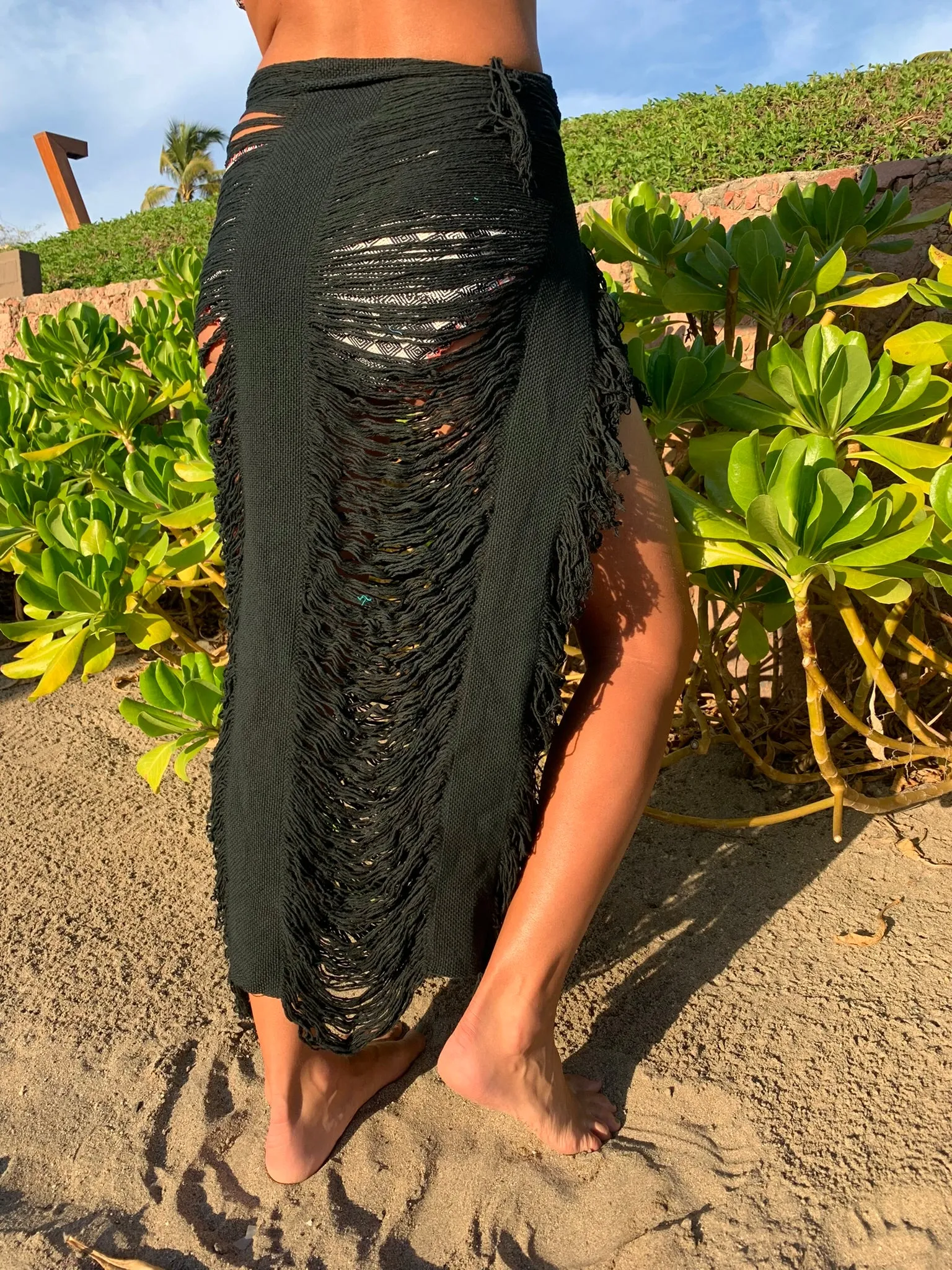 Black Open Weave Sarong