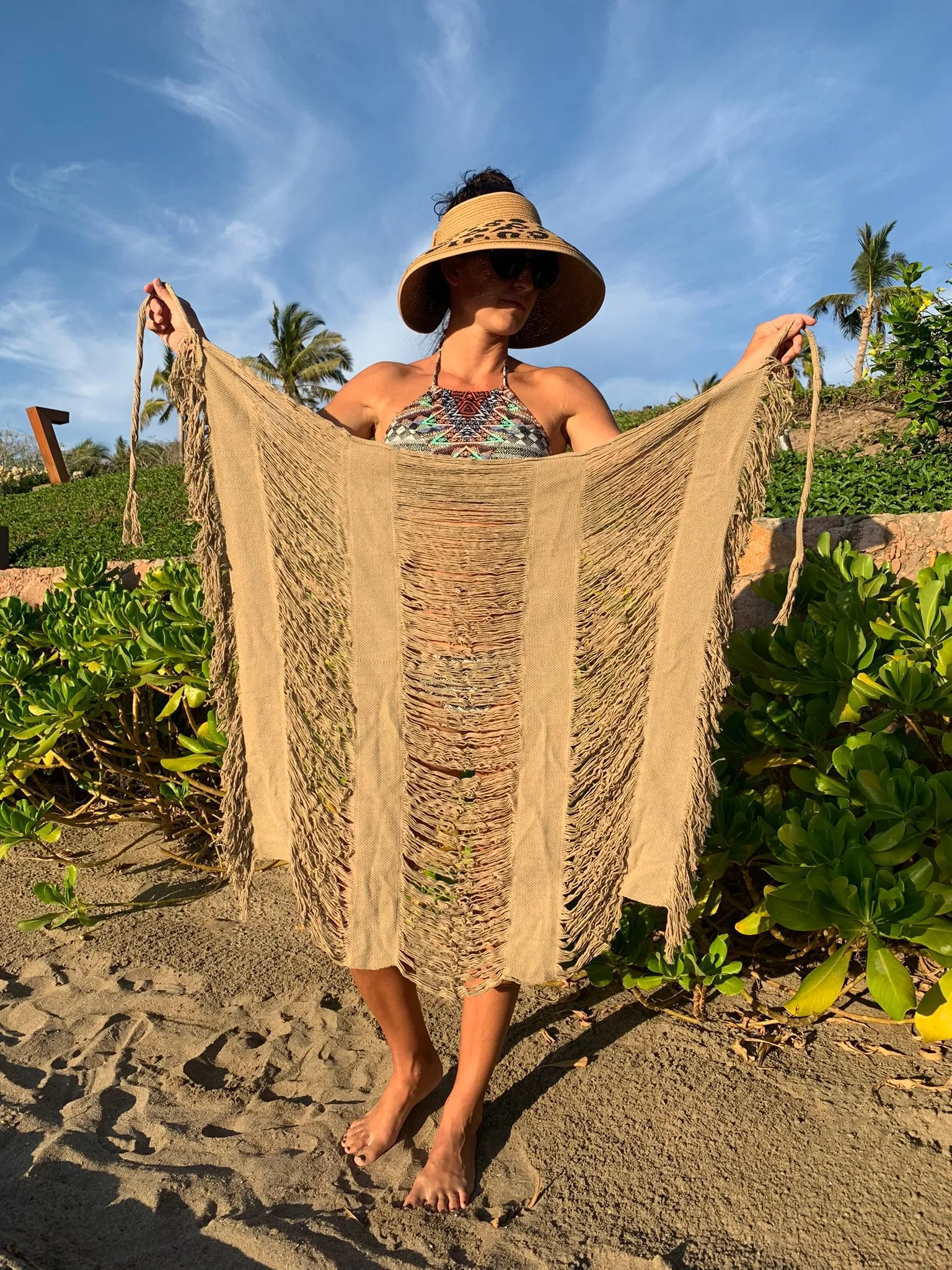 Burgundy Open Weave Sarong Set