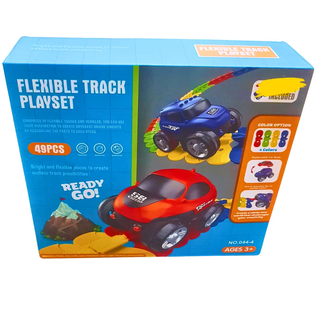 Flexible Track Playset – 49-Piece DIY Car Racing Track with 2 Vehicles | Creative Track-Building Toy for Kids (Ages 3 )
