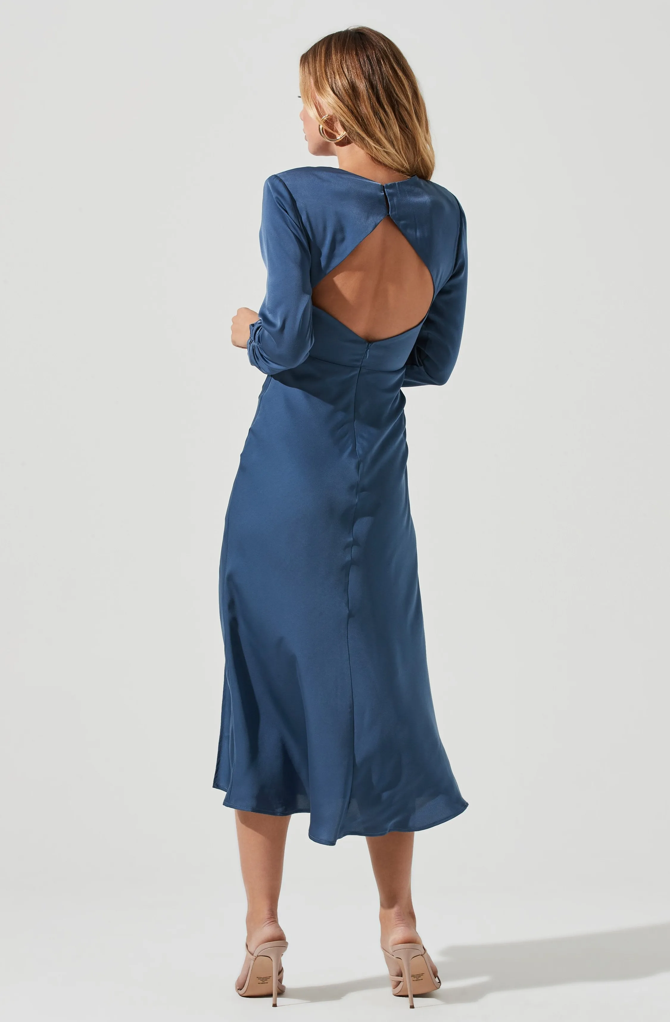 Gracie Long Sleeve Cutout Satin Midi Dress