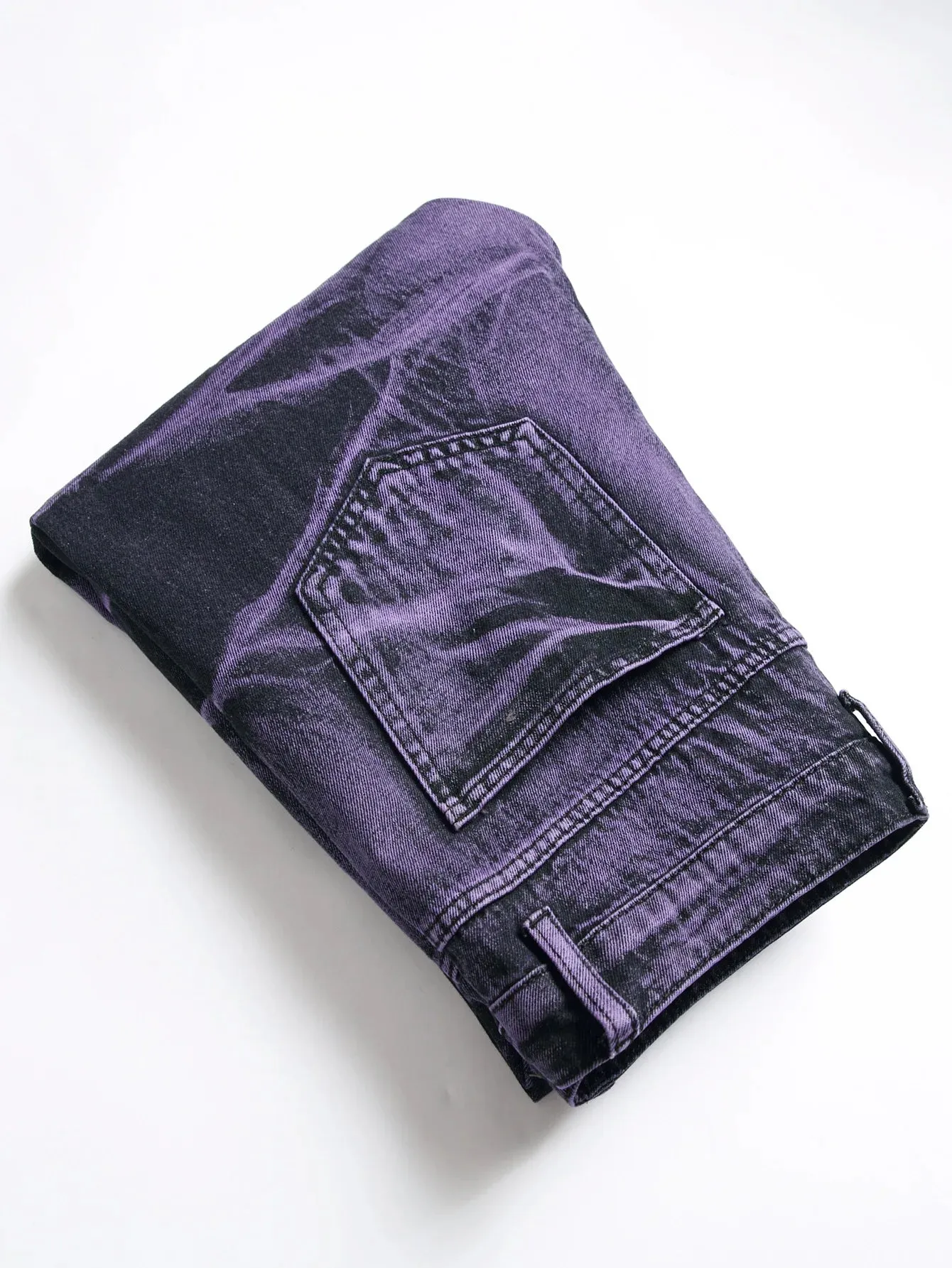 High Street Ripped Jeans for Men Four Seasons Casual Denim Pants Personalized Purple Black Straight Jeans Fashion Youth Trousers