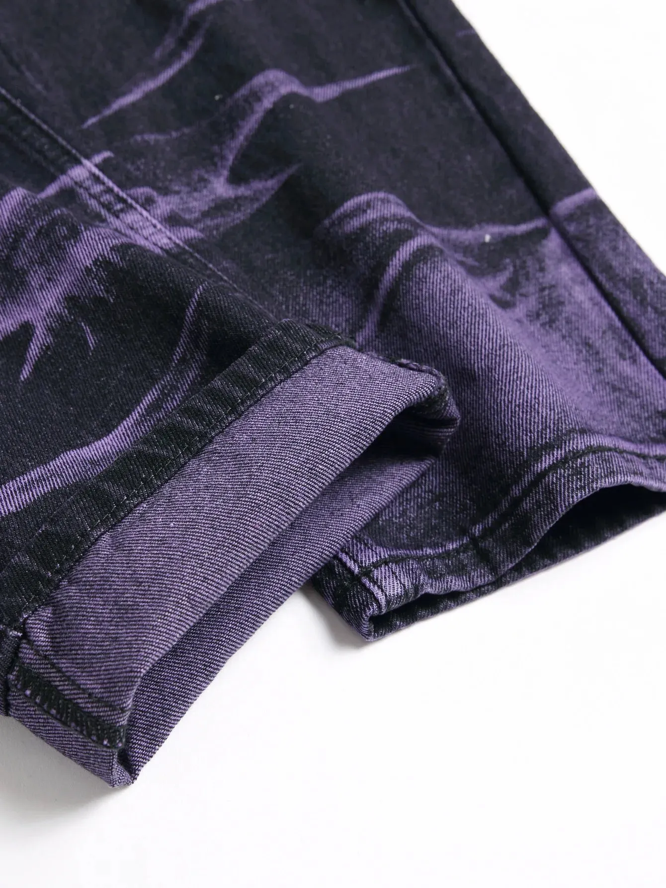 High Street Ripped Jeans for Men Four Seasons Casual Denim Pants Personalized Purple Black Straight Jeans Fashion Youth Trousers