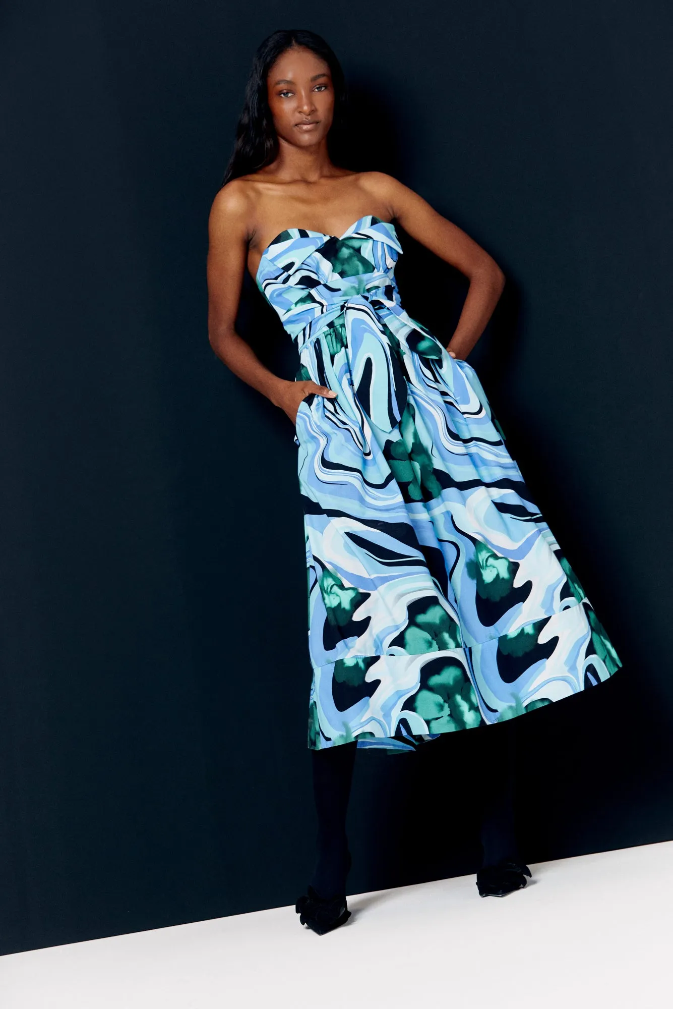 Lidia Dress in Marmol Verde Print