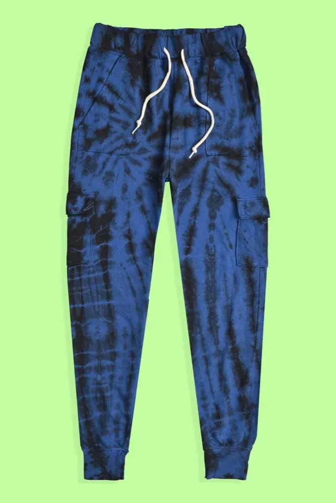 Men's Cut Label Tie & Dye Style Terry Jogger Pants