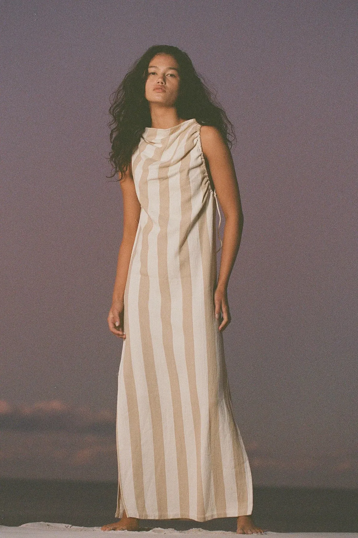 NATURAL STRIPE ORGANIC DRESS
