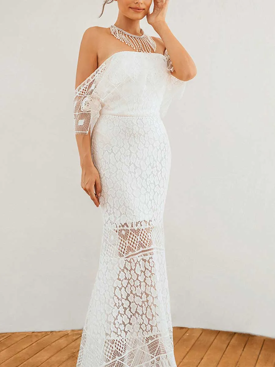 Off The Shoulder Lace Mermaid Wedding Dress Summer