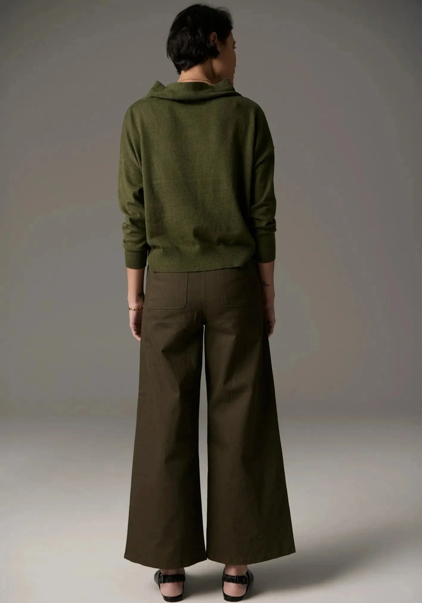 POL Clothing  Lauren Wide Leg Jean Khaki