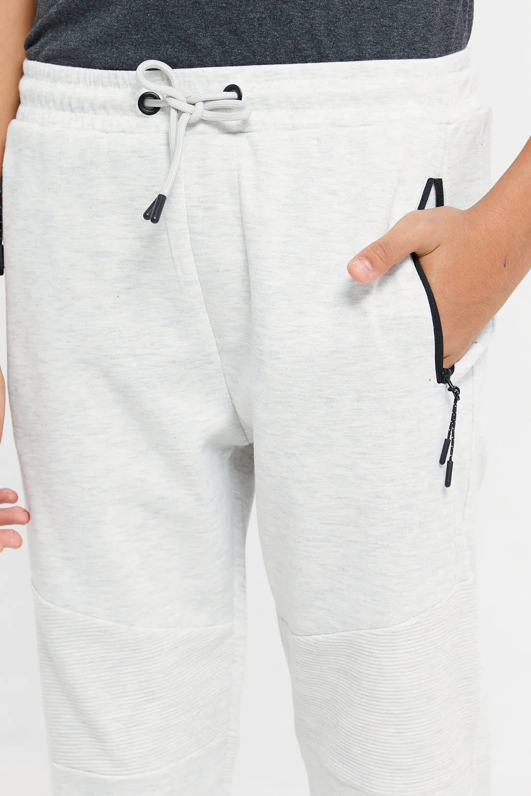 Senior Boys Beige Biker Knee Active Pants