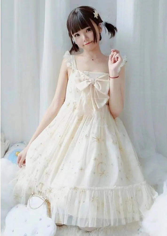 Sweet Blue Polyester Sleeveless Lolita Dress