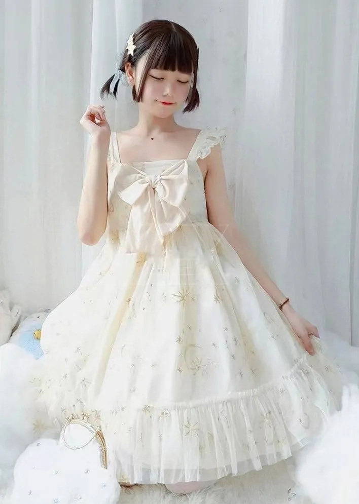 Sweet Blue Polyester Sleeveless Lolita Dress