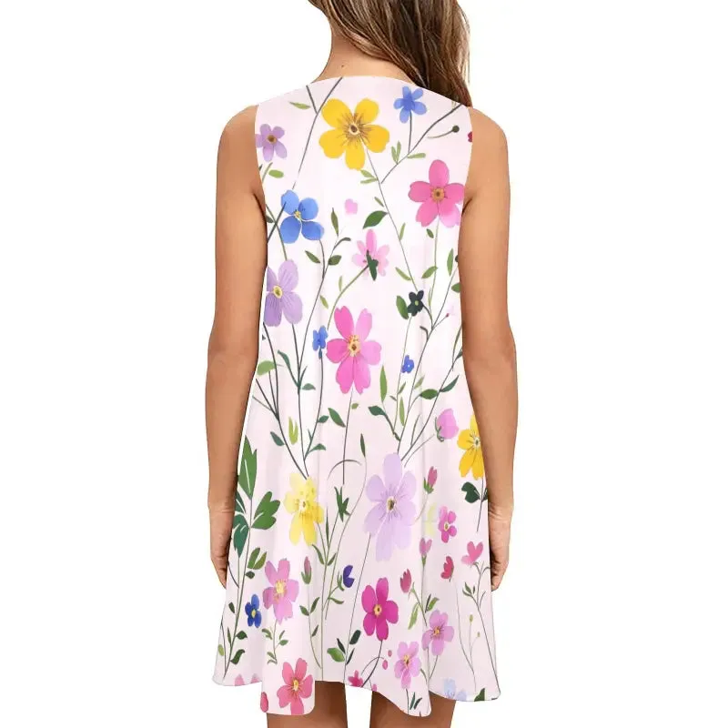 Twirl in Sunshine With This Sleeveless Floral Trapeze Dress